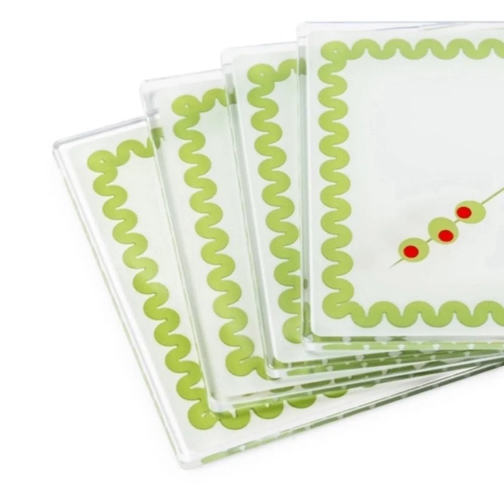 3 for $15 SALE New Target Bullseye set of 4 Coasters with Martini Olive design